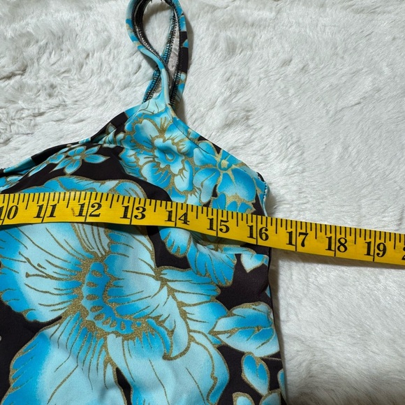 Maxine of Hollywood Bathing Suit Sz 14 Swim Dress Padded Blue Floral One Piece - Picture 17 of 17